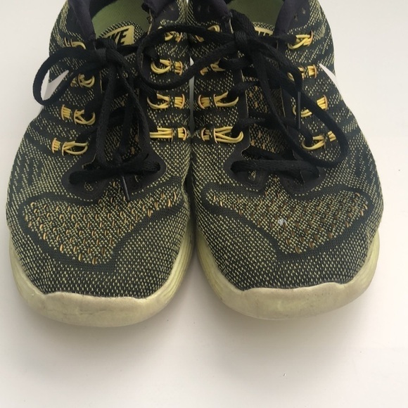 Nike running Lunar Tempo2 yellow and black size 9.5 lace ups side swoosh - Picture 5 of 9